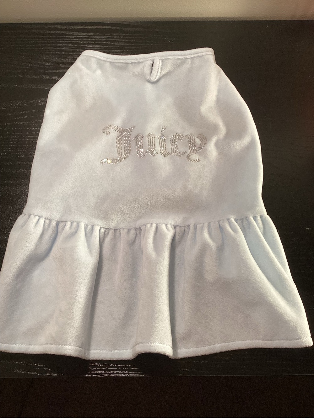 Juicy Couture Pale Blue Velour Ruffle Hem Dog Dress